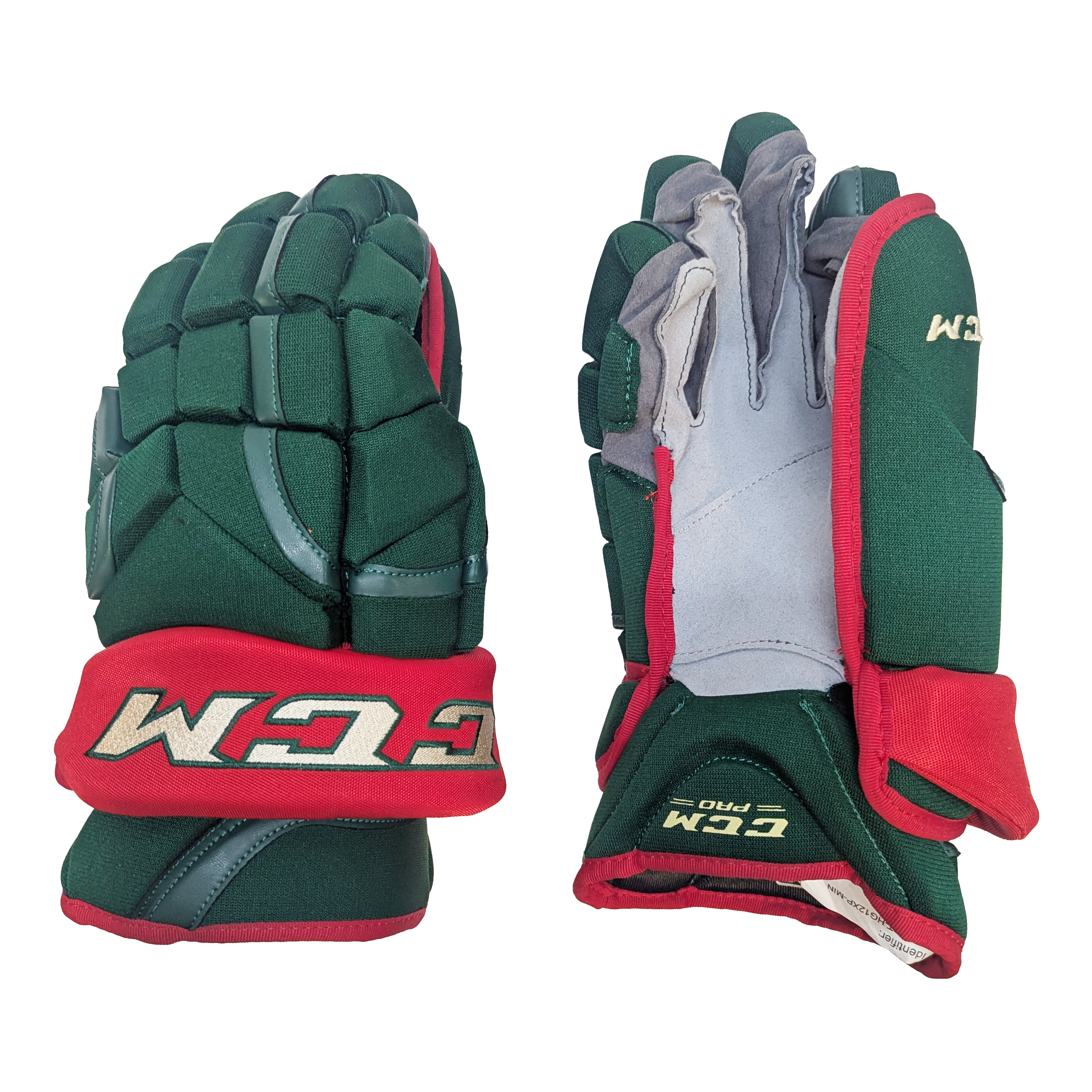 CCM HG12XP - Gant NHL Pro Stock - Wild du Minnesota (Vert/Rouge/Or)